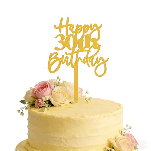 Happy 30th Birthday Cake Topper - Gold Acrylic Decoration