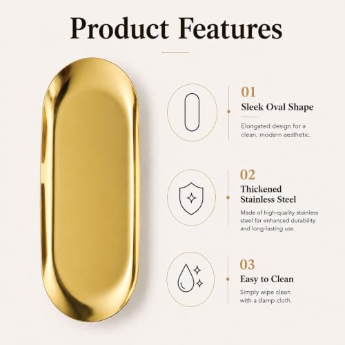 Small Gold Decorative Tray for Jewelry, Perfume & Keys