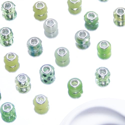 60 Light Green Large Hole Beads for DIY Jewelry Making