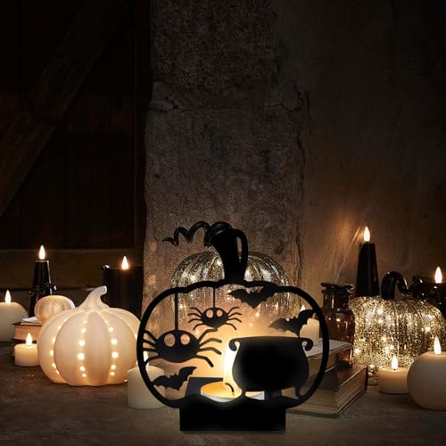 Halloween Shadow Candle Holder - Spooky Spider & Bat Design