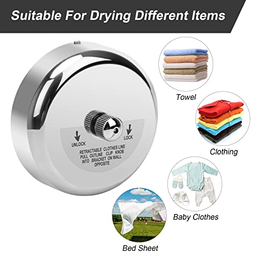 Stainless Steel Retractable Clothesline Indoor & Outdoor Laundry Line