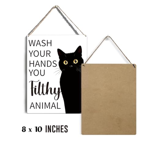 Funny Cat Bathroom Sign - Cute Black & White Cat Wall Decor
