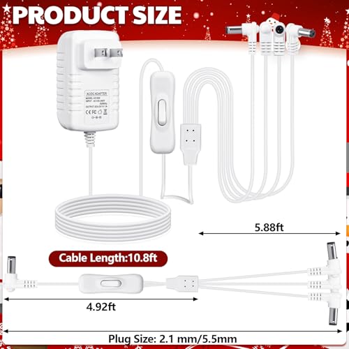 Relaxweex 4 Output Heads Power Adapter with Switch - White, 4.5V, 4-Outlet