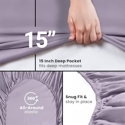 Twin Lavender Fitted Sheet - Ultra Soft, 15 Inch Deep Pocket