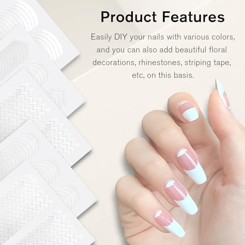 Kootinn French Manicure Nail Stickers Strips 1152 Pieces DIY Art