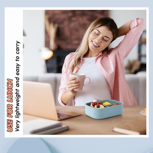 Layhit 27 oz Silicone Bento Box, 3 Compartment Leakproof Lunch Container