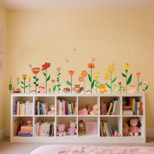 Floral Wall Stickers for Kids Room - Removable & Waterproof Decor