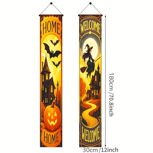 BlissYard Halloween Door Banner 12x71" - Spooky Welcome Sign