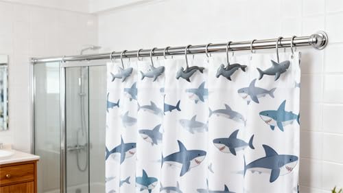 Shark Shower Curtain Hooks - Set of 12 Cute Bathroom Hangers