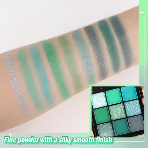 WanTuoluo Green Smoky Matte Shimmer Eyeshadow Palette with Mirror