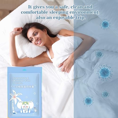 YTLX 4-Piece Disposable Travel Bedding Set - Large Portable Hotel Bed Linens