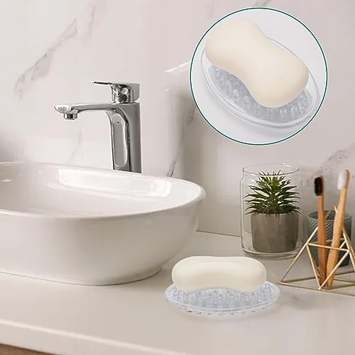 2 Pack Plastic Soap Dish with Drainage Holes - Clear Bathroom & Kitchen Soap Holders