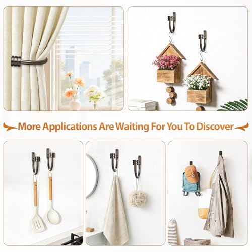 TONIAL Bronze Curtain Holdbacks with Classic Cap Finials (2 Pack) - Durable Wall-Mounted Hooks for Drapes