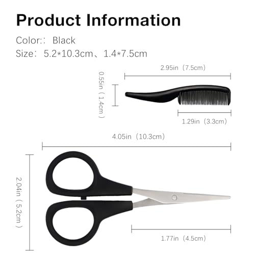 Kootinn 2 Pack Men's Beard and Mustache Scissors with Mini Comb Trimming Kit