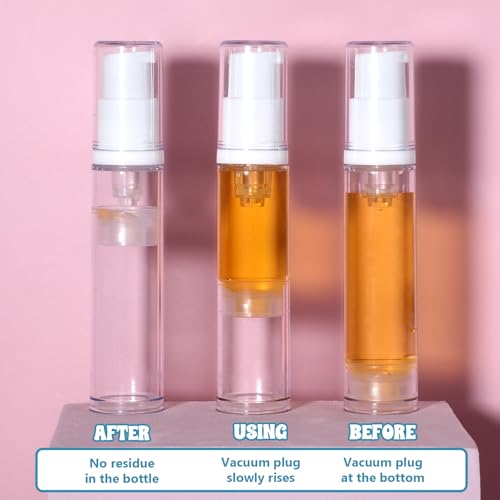 Apausvcm 4 Pcs 10ml Clear Empty Airless Pump Bottles Refillable Travel Containers