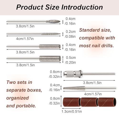 Nail Drill Bit and Sanding Band Set - 3/32" Stainless Steel Manicure Kit