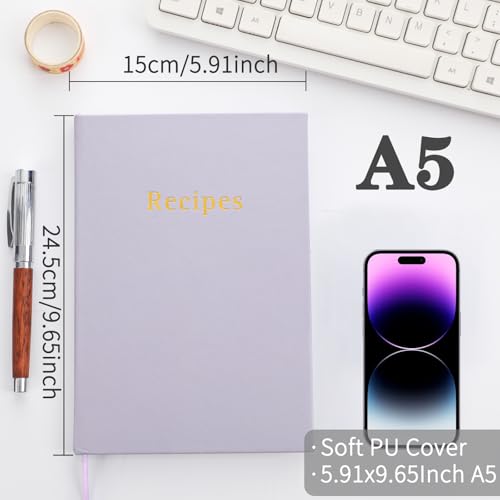 A5 Recipe Book with 62 Blank Pages - Customizable Recipe Binder