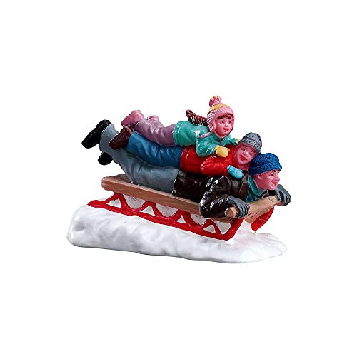 Christmas Village Figurine Sledding with Dad - Lemax Holiday Collectible