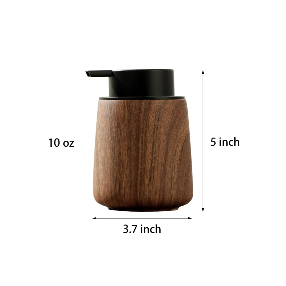 Sizikato Wood Texture Push-Type Foaming Bottle, 10 Oz Shower Gel Shampoo Hand Soap Bottle