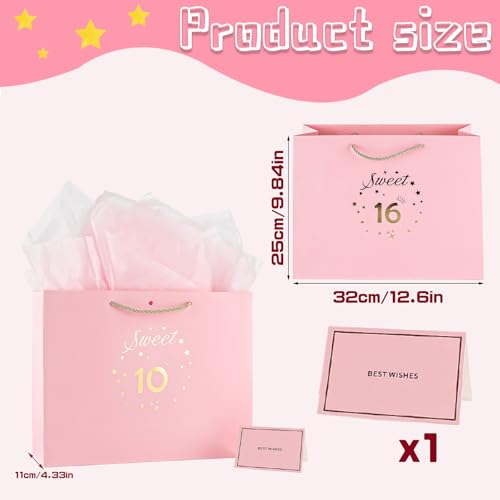 Rose Gold 6th Birthday Gift Bag with Wrapping Paper & Card