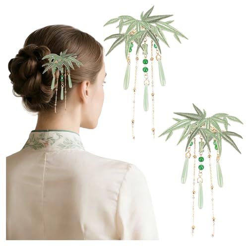KINCHYGO Leaf Tassel Hair Clips 2 Pack Wedding Hairpin Headpiece