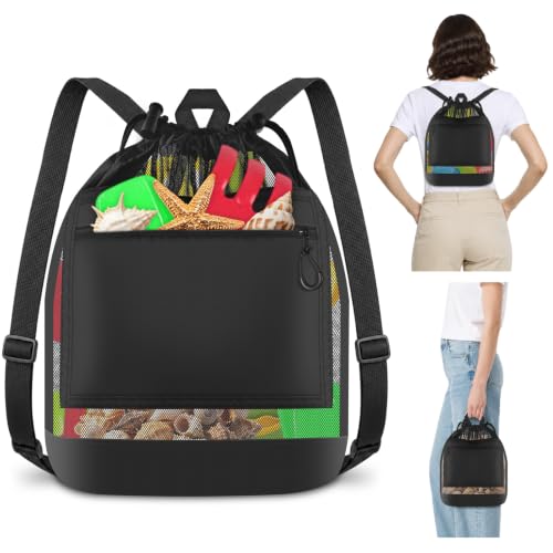 BROTOU Mesh Beach Bag with Drawstring Closure – Lightweight & Durable