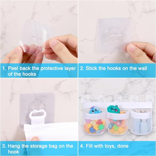 Bath Toy Storage Organizer with 3 Compartments & Quick-Dry Mesh
