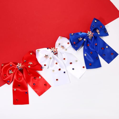 Patriotic Hair Bows 3PCS - Red White and Blue American Flag Hair Clips
