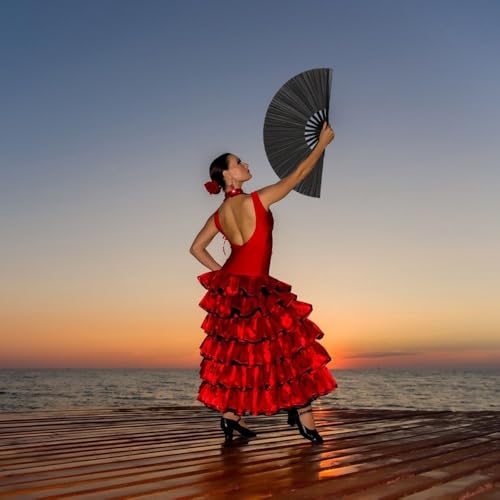 Large Black Folding Hand Fan for Dance Parties & Festivals