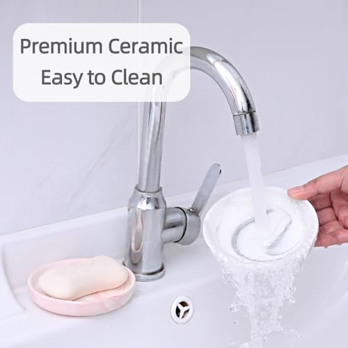Grey Round Marble Soap Tray - Small Ceramic Dish for Jewelry & Keys