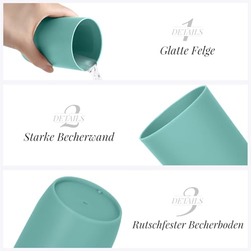 Stackable 4-Pack Plastic Bathroom Tumbler Cups - 280ml BPA-Free