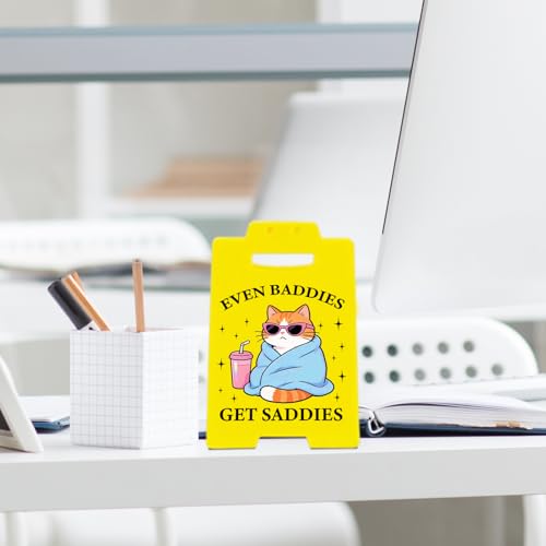 Mental Health Desk Sign - Double-Sided Caution Decor for Therapists