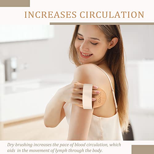 SURDOCA Dry Body Brush, Natural Boar Bristle Exfoliating Shower Scrubber