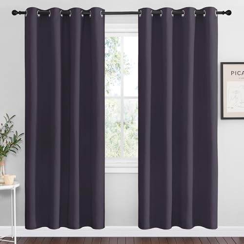 NICETOWN Greyish Purple Blackout Curtains 55"W x 78"L - 2 Panels