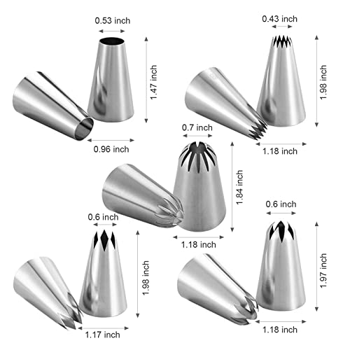 Kaverme 5-Piece Large Stainless Steel Piping Tips Set