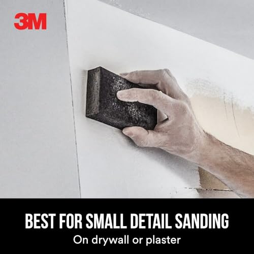 3M Fine/Medium Grit Drywall Sanding Sponge, 3.75 x 2.63 x 1 Inch Block