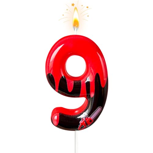 Horror Dripping Blood Number Cake Candle - 9th Birthday Decoration