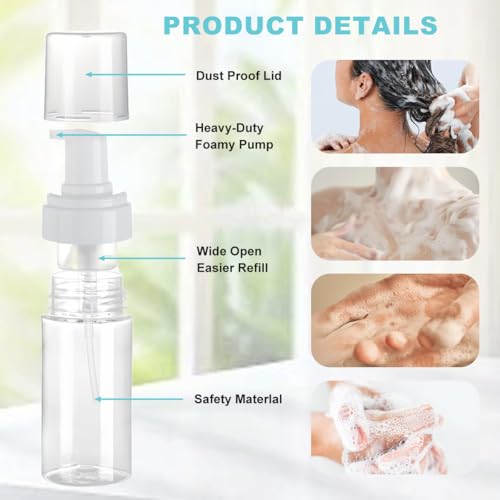 Erioctry 3-Pack 100ml Clear Plastic Foam Pump Bottles for Travel Soap