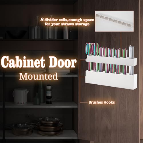 NEEVIRID Reusable Straw Holder - Cabinet Door Mounted Organizer