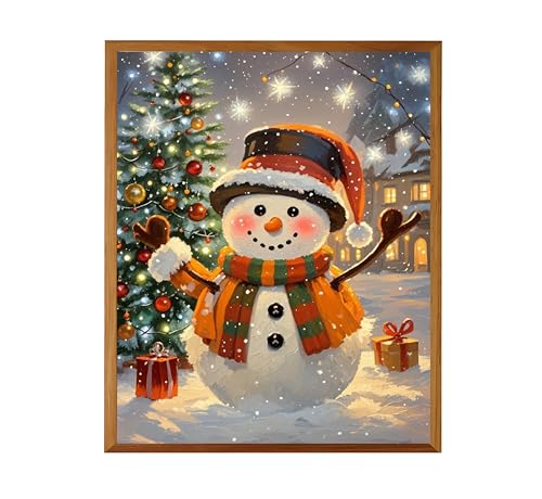 Christmas Snowman Wall Art Print 8x10 Festive Winter Holiday Decor