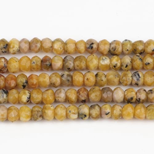 3x5mm Natural Yellow Speckled Beads - 220PCS for Jewelry Making
