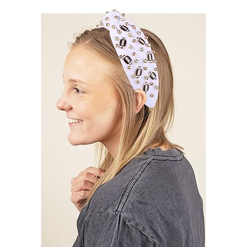 Football Headband for Women Rhinestone Jeweled Game Day Hair Accessory