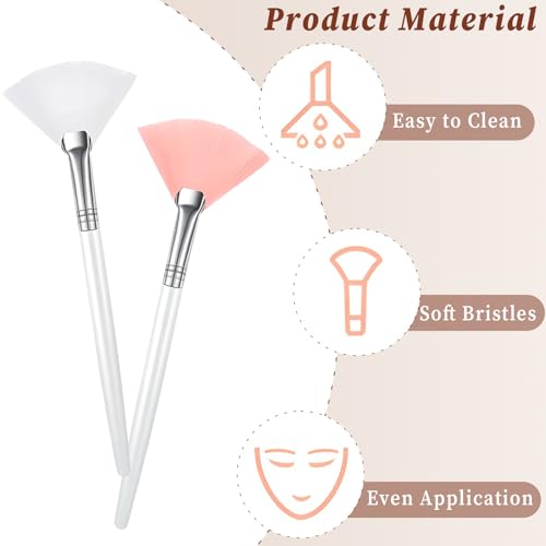 Zoolinn Facial Fan Brushes Set of 6 - Soft Face Mask Applicator Brushes