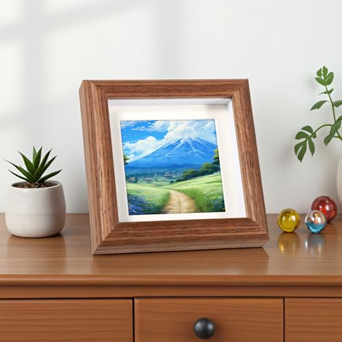 Alrhso Style-1 4x4 Shadow Box Picture Frame Solid Walnut for Memorabilia & Awards