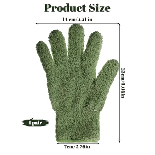 Dark Green Microfiber Dusting Gloves for Houseplants - 2 Pack