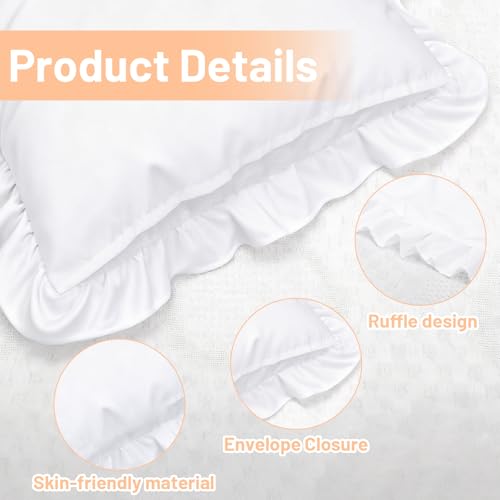 Qianyu 2 Pack Ruffle Pillow Cases - Ultra Soft Microfiber Shams
