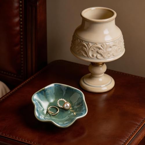 NAIYANJA Green Ceramic Lotus Leaf Trinket Dish Jewelry Ring Holder