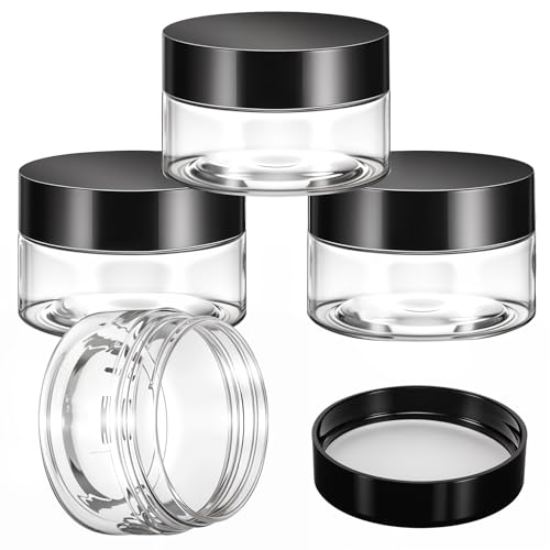 LXUEJIE 4 Pcs 1 oz Leak-Proof Travel Jars with Lids, Plastic Containers