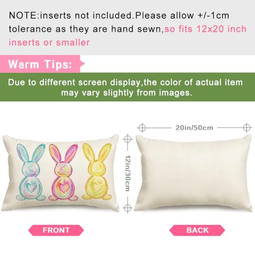 Easter Bunny Throw Pillow Cover 12x20 Inch - Colorful Spring Decor