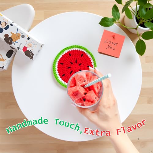BRIFUFOUS Crochet Fruit Coasters Set - Orange, Pineapple, Kiwi, Watermelon
